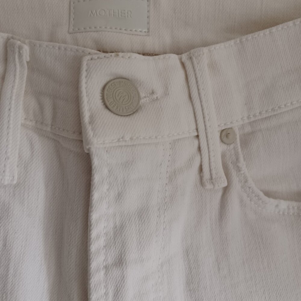 MOTHER THE MID RISE DAZZLER CROP FRAY JEANS CREAM PUFF - Picture 12 of 17